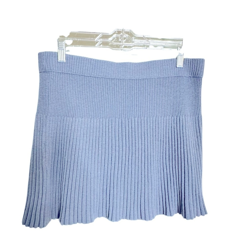 Arie NWT Heather Blue Sweater Ribbed Mini Skirt sz L